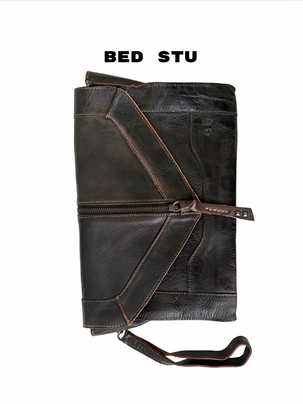 NWT BED|STU Leather Clutch with Wrist Strap